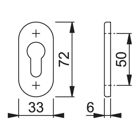 HOPPE PT-Cylindre coulissant rosé 55S-SR, ovale PZ F1 anodisé, DR 6