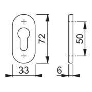 HOPPE PT-Cylindre coulissant rosé 55S-SR, ovale PZ F1 anodisé, DR 6-3