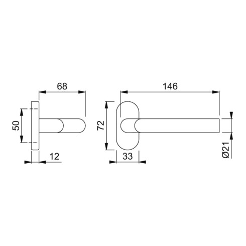 HOPPE PT-Drücker-Halbgarnitur Amsterdam E1400GF2/55,ov.,VK8 Edelstahl matt