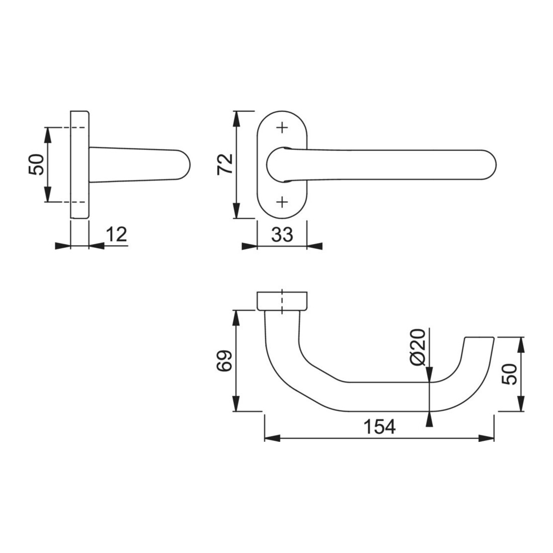 HOPPE PT-Drücker-Halbgarnitur Paris 138GF/55 ov.,VK8 naturfarben, eloxiert