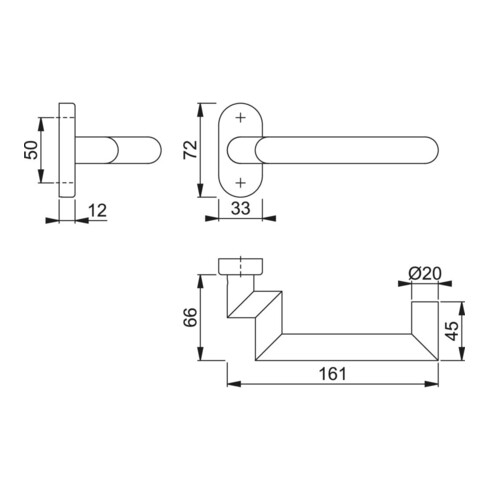 HOPPE PT-Drücker-Halbgarnitur Rotterdam E1401GF2/55 ov.,VK8,edelstahl matt