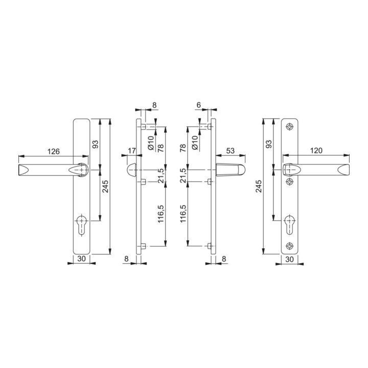 HOPPE PT-Drückergarnitur RR,eckig,London 113KH/2246/113,PZ,8/92 F1,TS 67-72