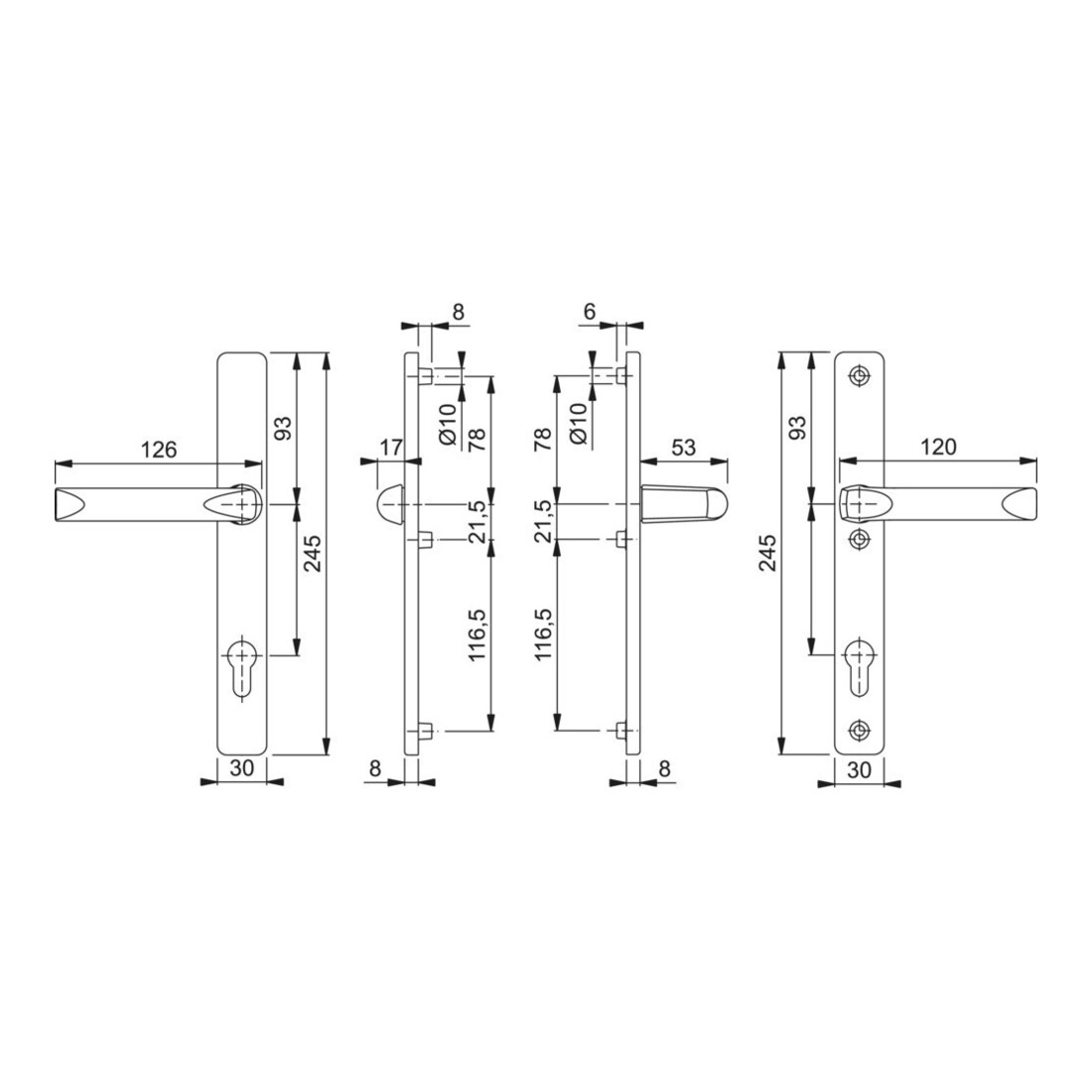 HOPPE PT-Drückergarnitur RR,eckig,London 113KH/2246/113,PZ,8/92 F1,TS 67-72