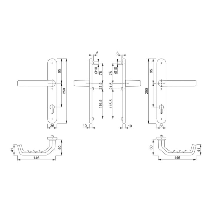 HOPPE PT-Drückergarnitur Schmalschild,ov,Liverpool 1313G/3357N,PZ,8/92 F9016,TS 67-72