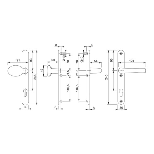 HOPPE PT Garniture à bouton changeable étroite, ov., PZ, VK8, E92 Tôkyô, 76G/3346/1710RH F9016,TS