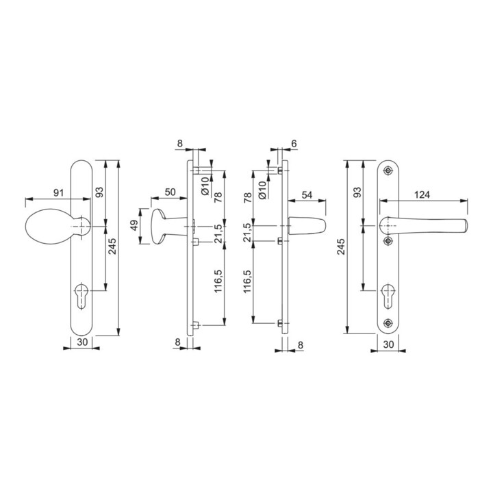 HOPPE PT Garniture à bouton changeable étroite, ov., PZ, VK8, E92 Tôkyô, 76G/3346/1710RH F9016,TS