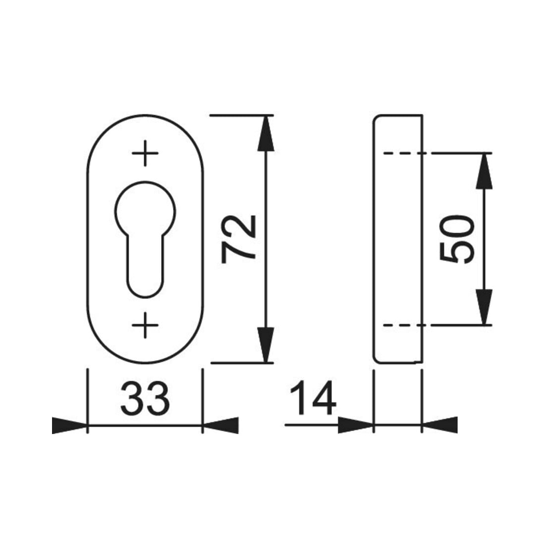 HOPPE PT-Poignée coulissante ros. 55S-SR, ovale PZ F1 anodisé, DH 14