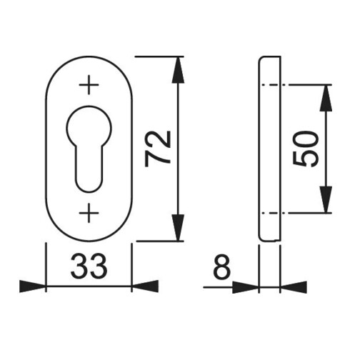 HOPPE PT Poignée coulissante rosée 55S-SR, ovale PZ F1 anodisée, D 8