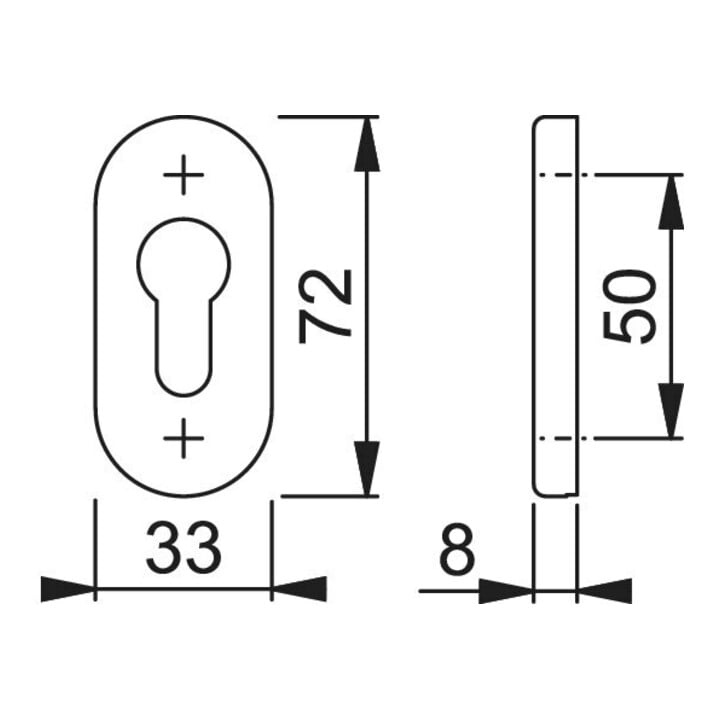HOPPE PT Poignée coulissante rosée 55S-SR, ovale PZ F1 anodisée, D 8