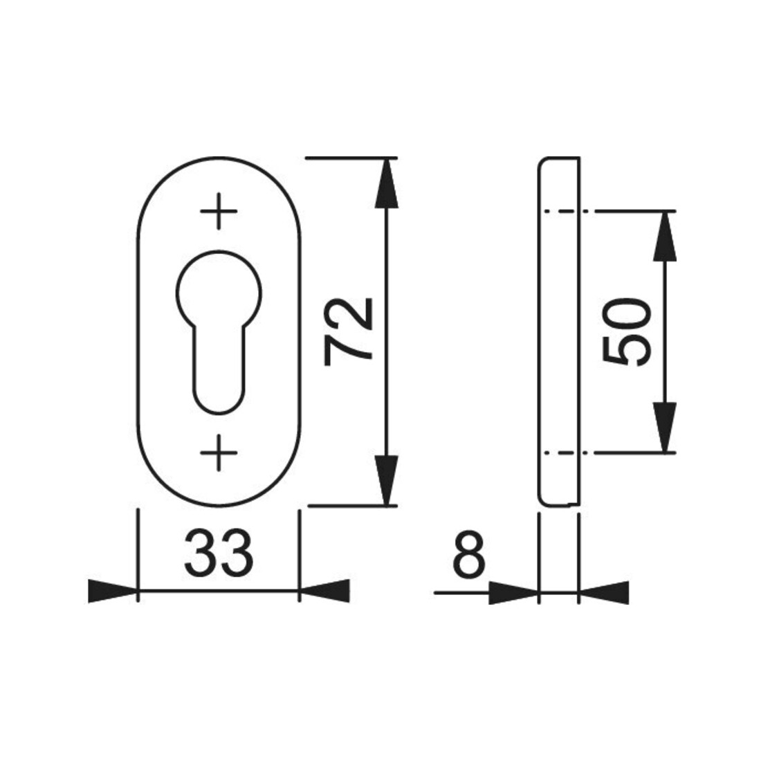 HOPPE PT Poignée coulissante rosée 55S-SR, ovale PZ F1 anodisée, D 8