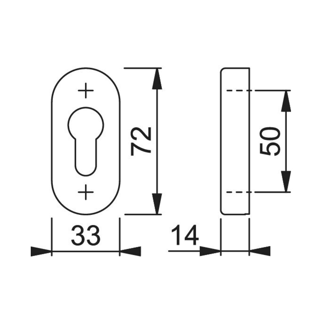 HOPPE PT-Schiebe-Schl.ros. 55S-SR, oval PZ F1 eloxiert,RH 14
