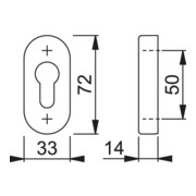HOPPE PT-Schiebe-Schl.ros. 55S-SR, oval PZ F1 eloxiert,RH 14-4