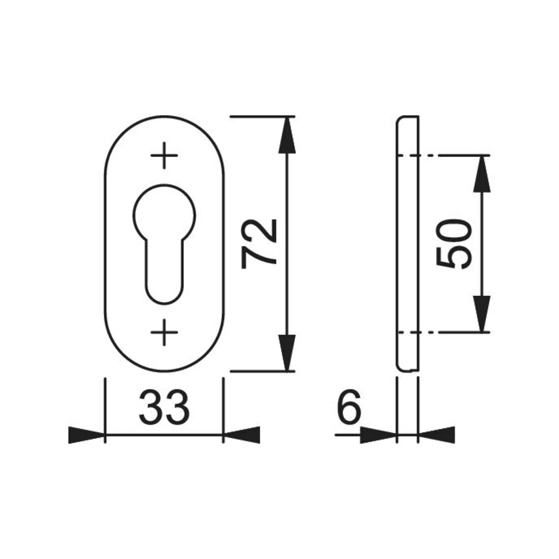 HOPPE PT-Schiebe-Schl.ros. 55S-SR, oval PZ F1 eloxiert,RH 6