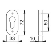 HOPPE PT-Schiebe-Schlüsselros. E55S-SR, oval, PZ Edelstahl matt,RH 10-3