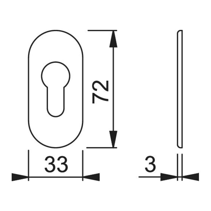 HOPPE PT-Schlüsselrosette 55S-SR, oval PZ F1 eloxiert,RH 3