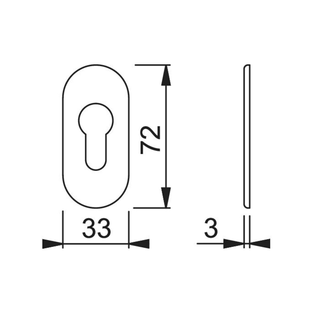 HOPPE PT-Schlüsselrosette 55S-SR, oval PZ F1 eloxiert,RH 3