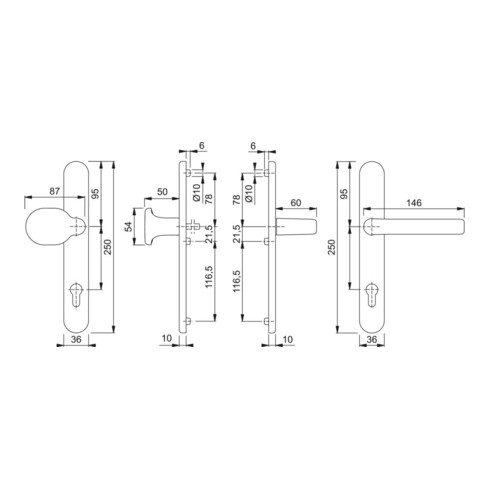 HOPPE PT-Wechselgarnitur RR,oval,PZ,VK8,E92 Liverpool,86G/3357N/1313G F9,TS 67-72