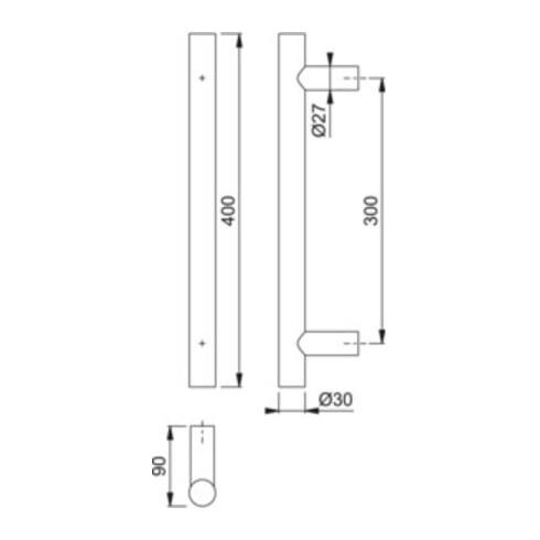 Hoppe Push bar E5011 VA Coloris n° F69 A. 300mm L.400mm ger.