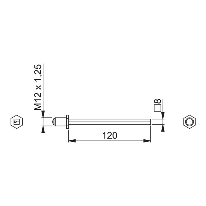 HOPPE Rollenwechselstift FDW, 8x120mm TS 77-98 Eisen verzinkt