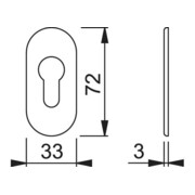 HOPPE Rosace clé PT 55S-SR, ovale PZ F1 anodisée, DR 3-4