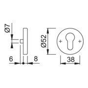HOPPE Rosace de clé HT E42KVS, ronde, cylindre profil percé, acier inox mat-4