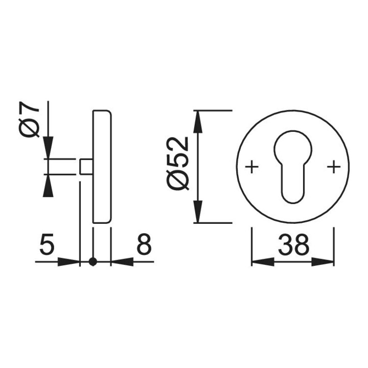 HOPPE Rosace de clé HT E42S, ronde, cylindre profil percé, acier inox mat