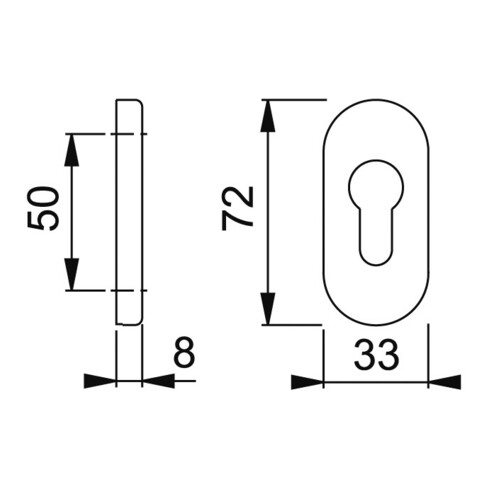 HOPPE Rosace de clé PT 55S, ovale PZ F1 anodisée RH 8