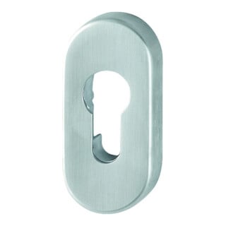 HOPPE Rosace de clé PT E55S, ovale, cylindre profil percé, acier inox mat