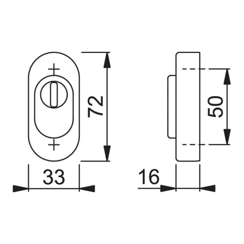Hoppe Rosace de protection E55S-ZA VA F69 ov.m.ZA S.16mm