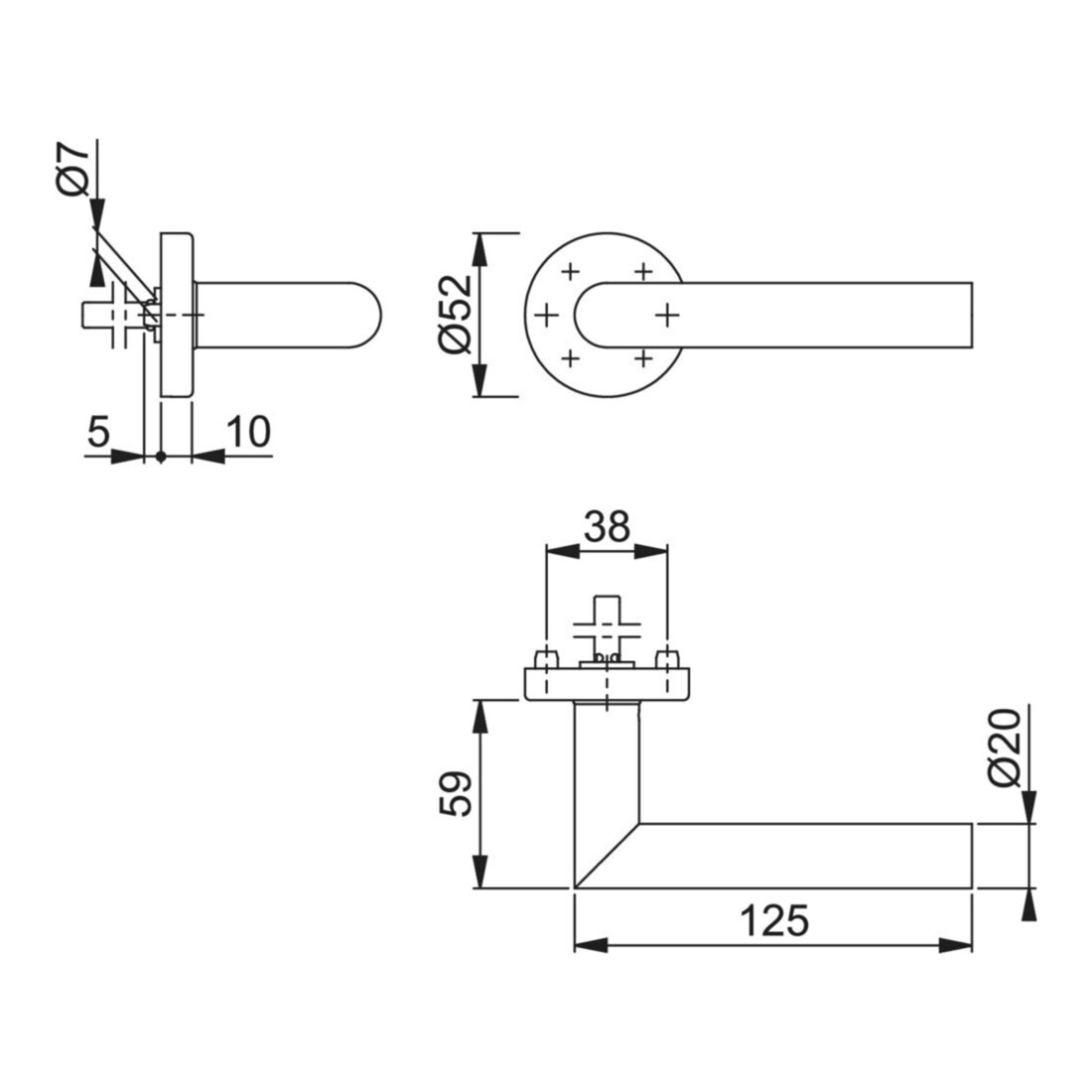 HOPPE Rosette demi-ensemble Ams.E1400Z/42H VA F69 4-CT.10mm