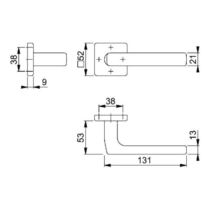 Hoppe Rosette demi-ensemble Dallas E1634Z/52 VA F69 4-KT. 8mm