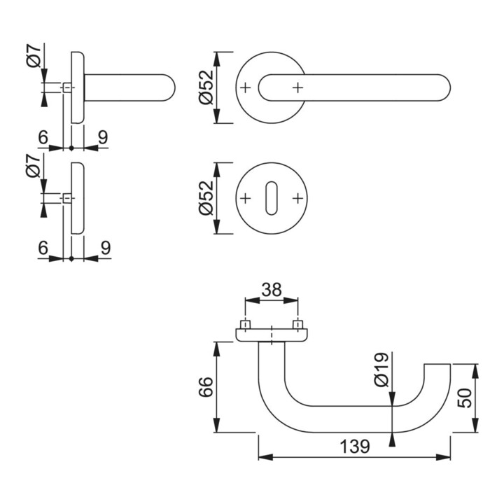 Hoppe Rosette Garniture OB F69, Baden, 12316271 E1388Z/17KV/17KVS
