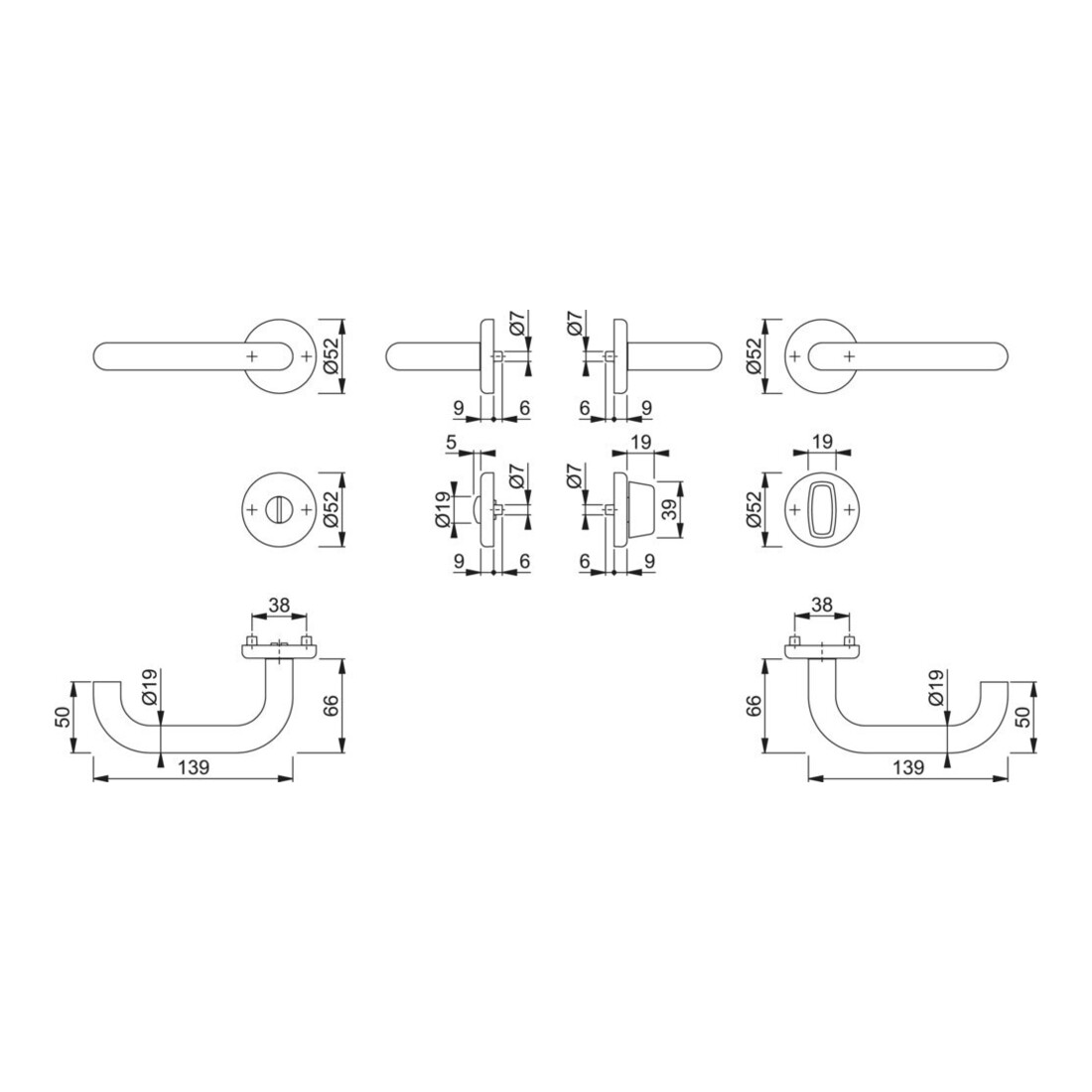 Hoppe Rosette Garniture SK/OL F69, Baden, 12316295 E1388Z/17KV/17KVS