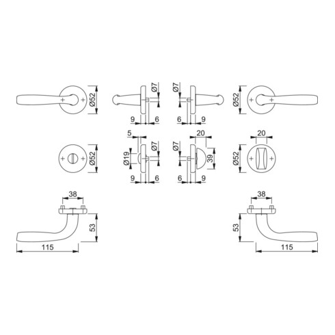 HOPPE Rosette Maribor 1766/17KV/17KVS Alu.F1 ronde SK/OL DIN G/D D/D