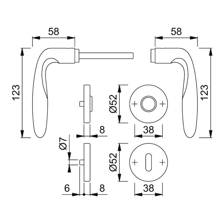 HOPPE Rosette Verona E1800Z/42KV/42KVS VA F69 rouge OB DIN G/D D/D