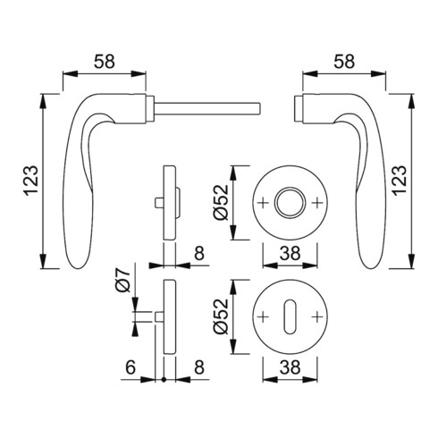 HOPPE Rosette Verona E1800Z/42KV/42KVS VA F69 rouge OB DIN G/D D/D