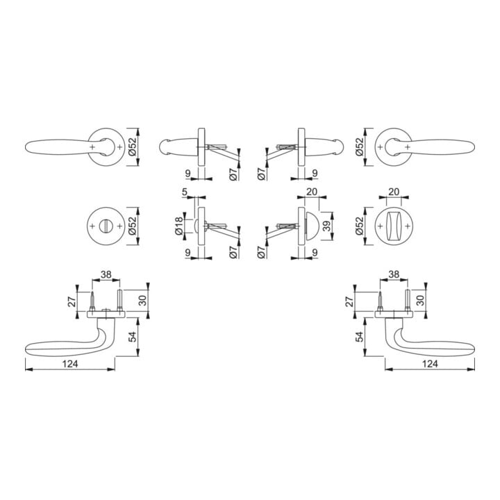 HOPPE Rosetten-Garnitur 1510/42KB/42KBS, F9714M,WC,37-47