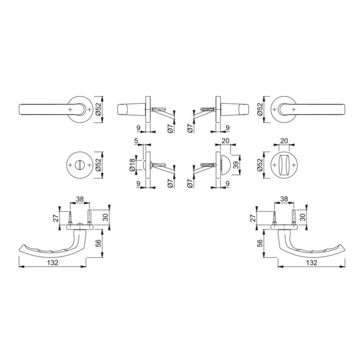 HOPPE Rosetten-Garnitur 199/42KB/42KBS, F9714M,WC,37-47
