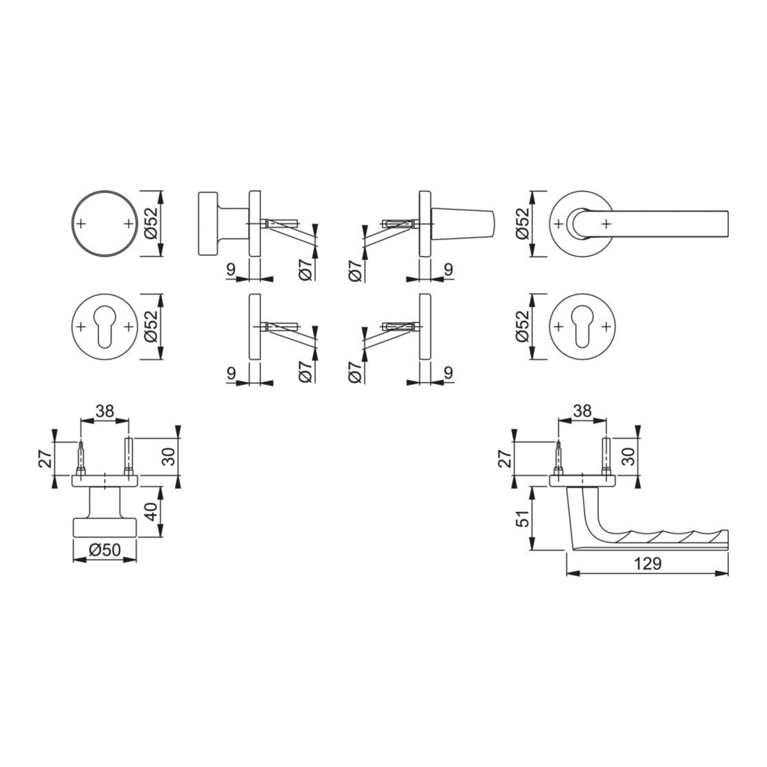 HOPPE Rosetten-Garnitur 58/42KB/42KBS/1700 F9714M,PZ,37-47