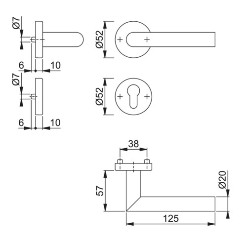 Hoppe Rosetten-Garnitur Ams.E1400/42H/42HKVS VA F69 rd.PZ DIN L/R D/D