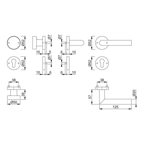 Hoppe Rosetten-Garnitur Ams.E58/42H/42HKVS/1400 VA F69 rd.PZ DIN L/R fl.D/K