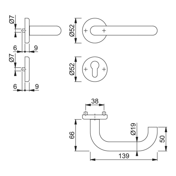 Hoppe Rosetten-Garnitur PZ F69 ,Baden,12316283 E1388Z/17KV/17KVS