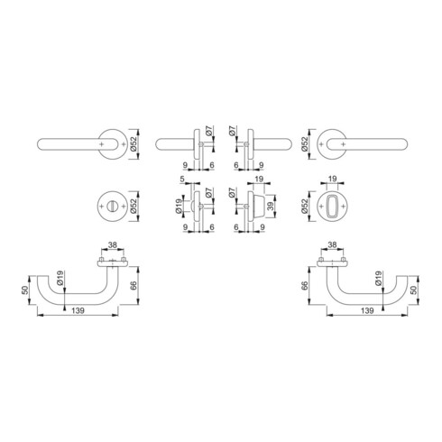 Hoppe Rosetten-Garnitur SK/OL F69 ,Baden,12316295 E1388Z/17KV/17KVS