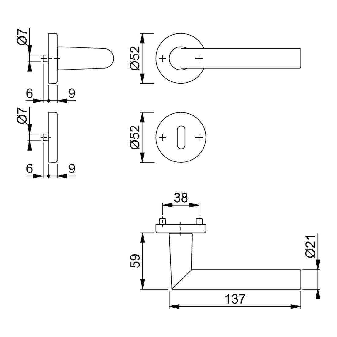 Hoppe Rosettengrt.Ams.1400/42KV/42KVS Alu.F1 rd.OB DIN L/R D/D