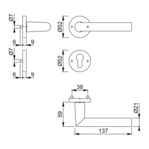 Hoppe Rosettengrt.Ams.1400/42KV/42KVS Alu.F1 rd.PZ DIN L/R D/D