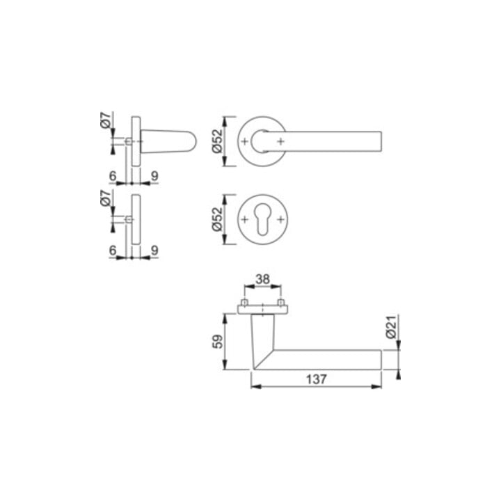 Hoppe Rosettengrt.Ams.1400/42KV/42KVS Alu.F1 rd.PZ DIN L/R D/D