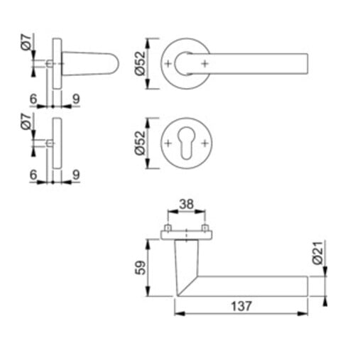 Hoppe Rosettengrt.Ams.1400/42KV/42KVS Alu.F1 rd.PZ DIN L/R D/D/D