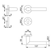 Hoppe Rosettengrt.Ams.1400/42KV/42KVS Alu.F1 rd.PZ DIN L/R D/D/D-2