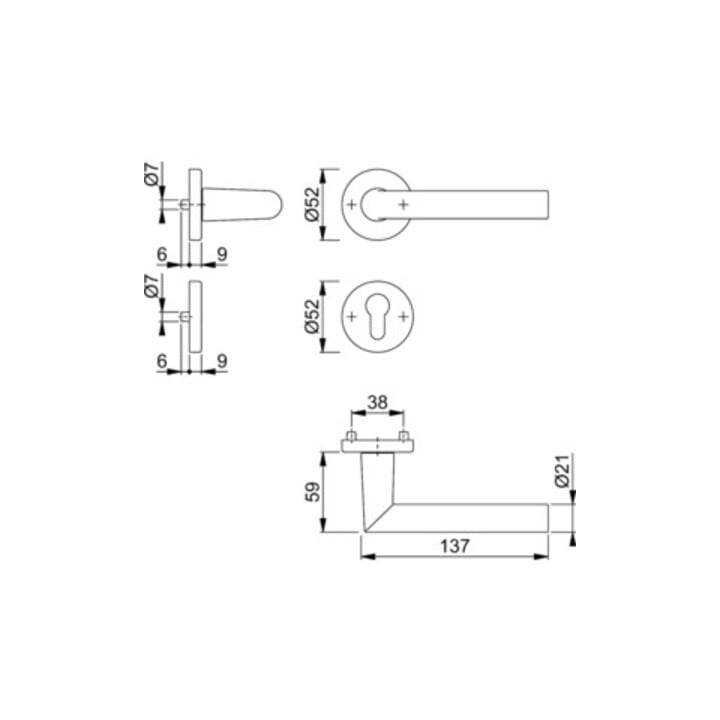 Hoppe Rosettengrt.Ams.1400/42KV/42KVS Alu.F1 rd.PZ DIN L/R D/D/D