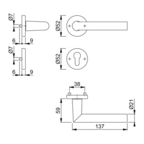 Hoppe Rosettengrt.Ams.1400/42KV/42KVS Alu.F1 rd.PZ DIN L/R D/D/D